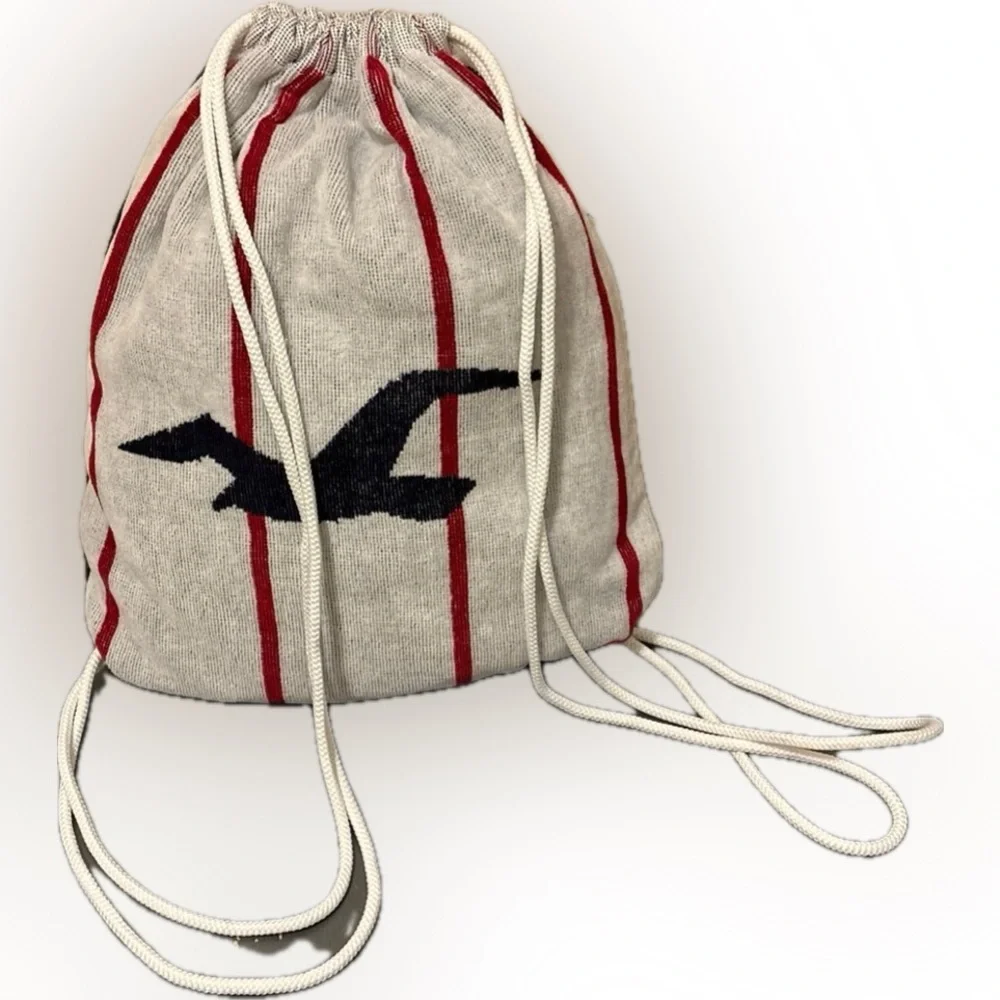 Rare Special Edition Hollister Backpack Beach Towel 59x30 White Red Blue. Cotton
